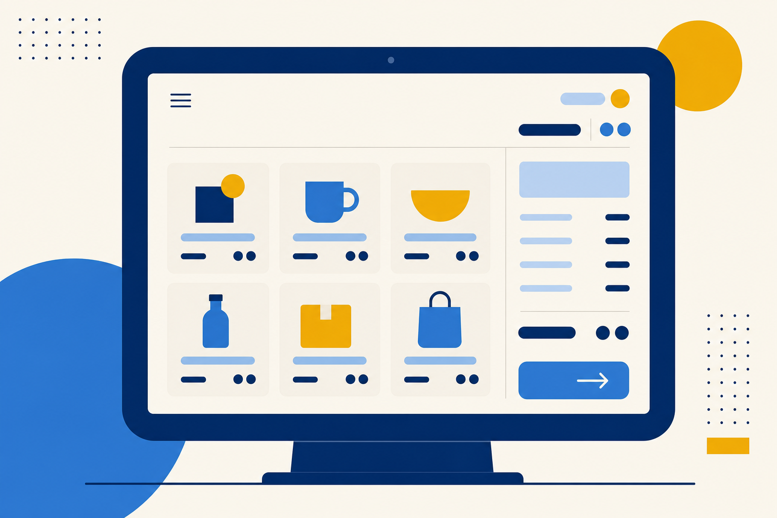 BrotherPOS register interface, abstract product grid view.
