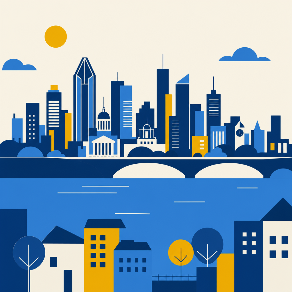 Abstract geographic illustration of Kahnawake.